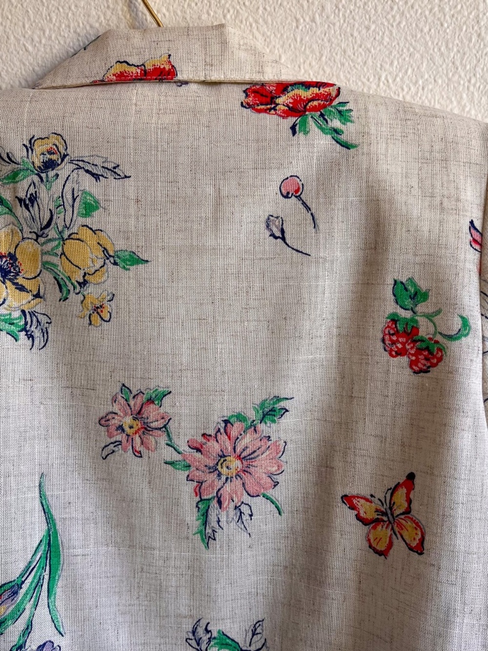 Vintage 1970s Cream Blazer With Summer Florals (M/L) - Picture 12 of 14